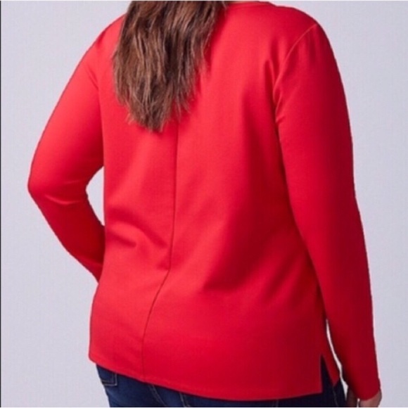 18/20W Venetian Red Point D’esprit Yoke Neck Top - Picture 3 of 10